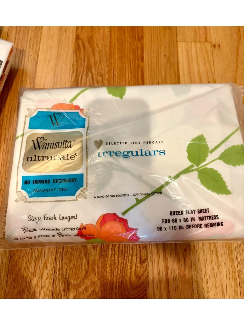 Vintage Wamsutta Ultracale Dior Rose Sheets Set Queen Double NOS Floral